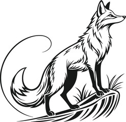 Stylish black and white silhouette of a fox.