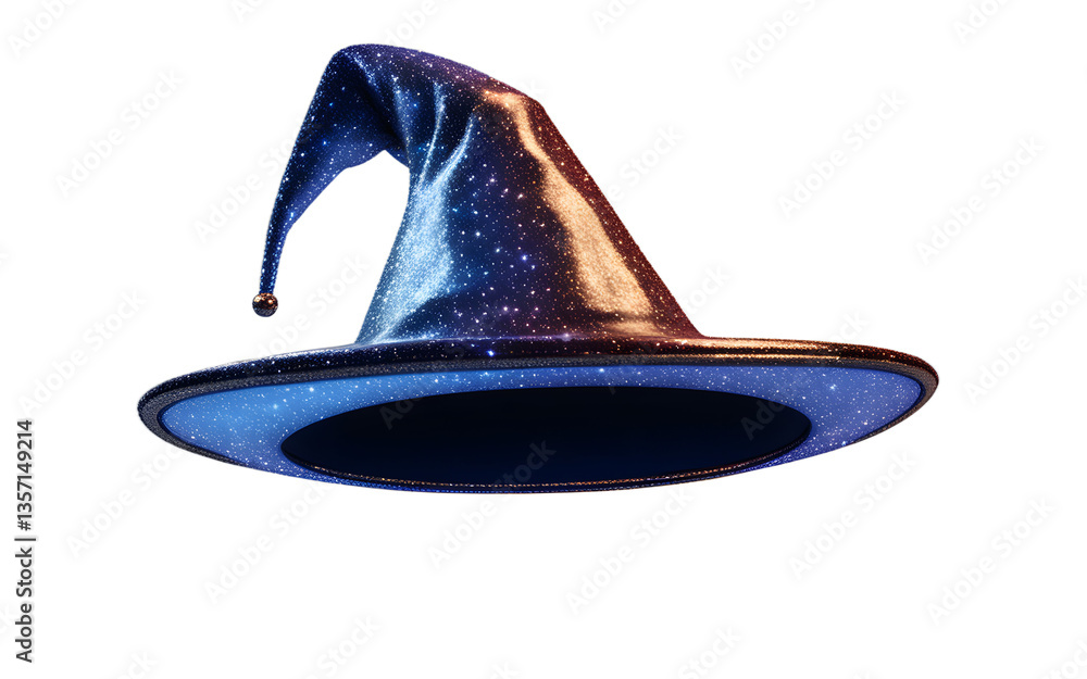 Aufkleber Floating wizard hat with sparkles, isolated on a empty plain background