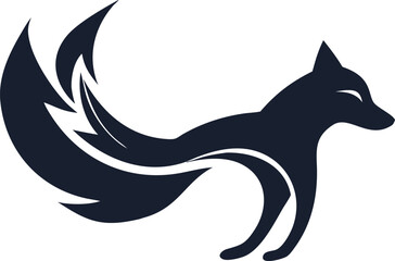 Stylish black and white silhouette of a fox.
