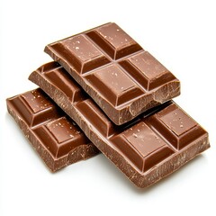 Three Milk Chocolate Bars Stacked on White Background