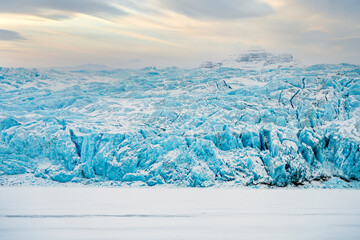 Nordenskiöldbreen panorama, a glacier in Svalbard, arctic Norway, located between Dickson Land and Bünsow Land