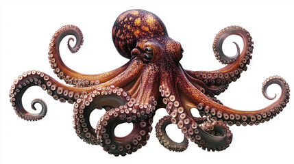 Fototapeta premium A PNG of a Kraken octopus, isolated on a white background.