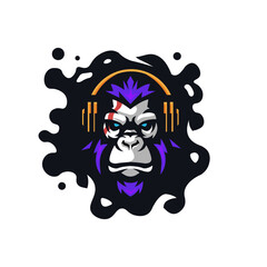 Gorilla king kong monkey wearing headset music