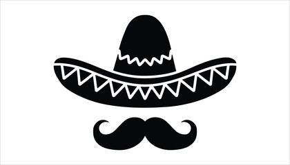 Mexican Sombrero and Mustache Vector for Cinco de Mayo Celebration.