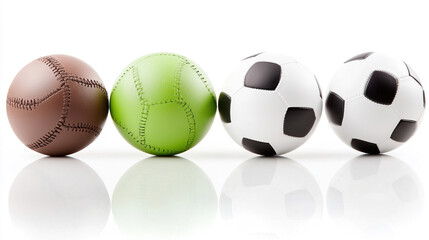Four sports balls in a row