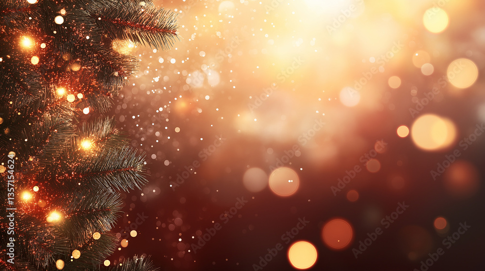 Poster a festive radiance: capture the festive spirit with this radiant image featuring an evergreen tree a