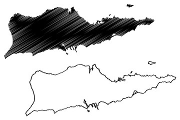 Saint Croix District, United States Virgin Islands (U.S. county, United States of America, USA, U.S., US) map vector illustration, scribble sketch St. Croix Island map