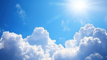 Stunning Sunny Day: Cumulus Cloudscape under Bright Sunlight