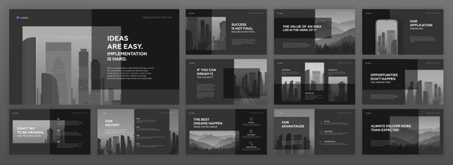 Creative Powerpoint presentation template. Modern presentation background, brochure cover design, pitch deck, proposal, agenda, annual report, Google slides, company profile, brand guidelines.