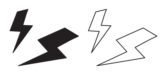 Bold Lightning Bolt Icons in Black and White