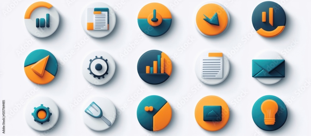 Aufkleber collection of neumorphism style icons for business analytics and data visualization