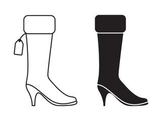 Pair of Stylish, High-Heeled Boots with Price Tag