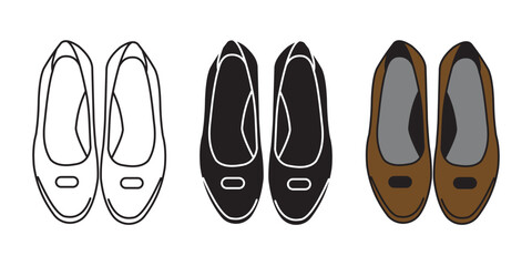 Simple Shoe Illustrations in Black and White and Brown