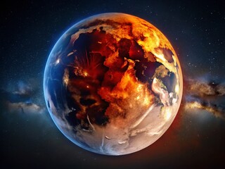 Aerial View Total Lunar Eclipse Blood Moon Night Sky Celestial Event