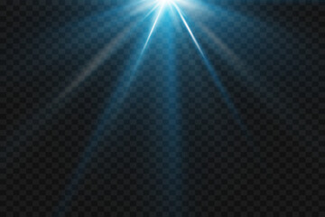 Flash of star and light rays of light.