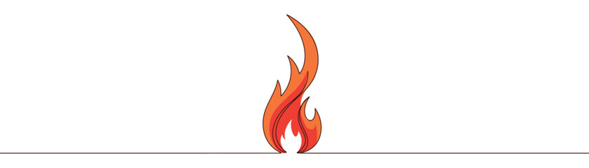 Continuous drawing of fire in one line. Fire flame one line art vector illustration