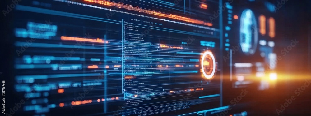 Poster high-tech abstract background with digital data visualization elements