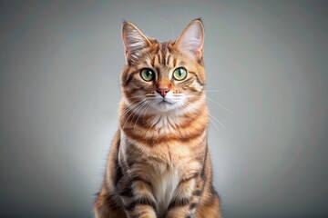 Elegant Marble Colored Cat Posing Left, Copy Space for Text - Stock Photo