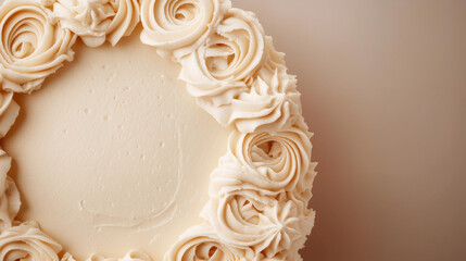 Close-up of Vanilla Cake with Buttercream Rosette Decoration