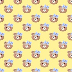 Coquette Teddy Bear Seamless Pattern
