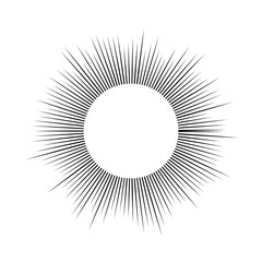 Black sun rays on white background