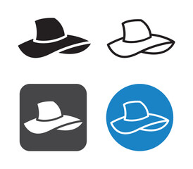 Vector Illustration of a Wide-Brimmed Hat in Different Styles