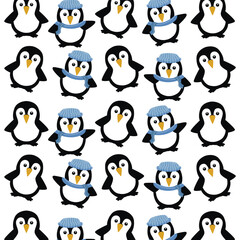 cute penguin seamless pattern for background