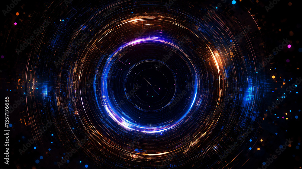 Poster cosmic portal: an abstract and captivating depiction of a luminous portal shimmering with energetic 
