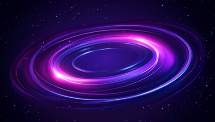 Abstract purple swirl background with a glowing center and a space-themed background, dark blue background.
