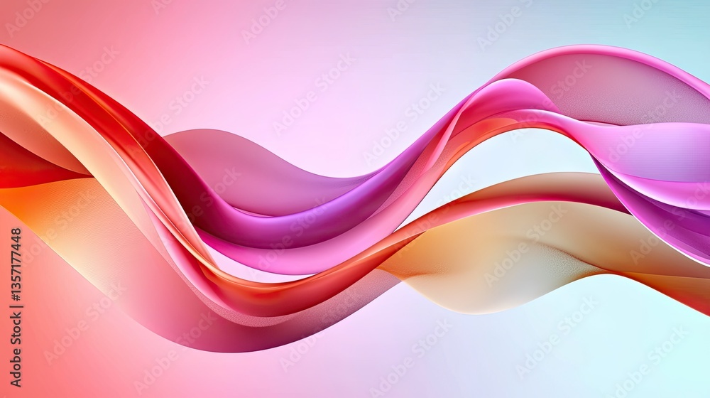 Poster pink abstract background with elegant wave lines and smooth gradient, dynamic and modern