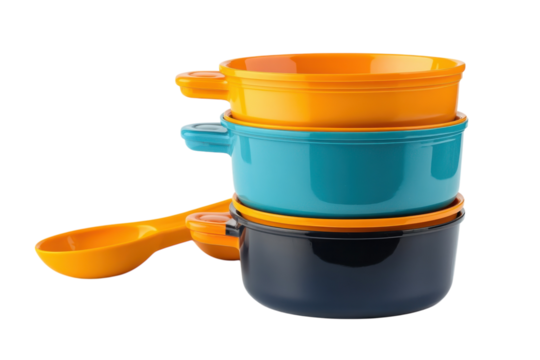 Stacked colorful bowls evoke kitchen creativity a modern minimalist design with clean lines and sleek form