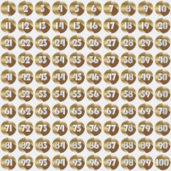 Obraz premium Gold Number Set 1 to 100 in Circle – Elegant Vector Design