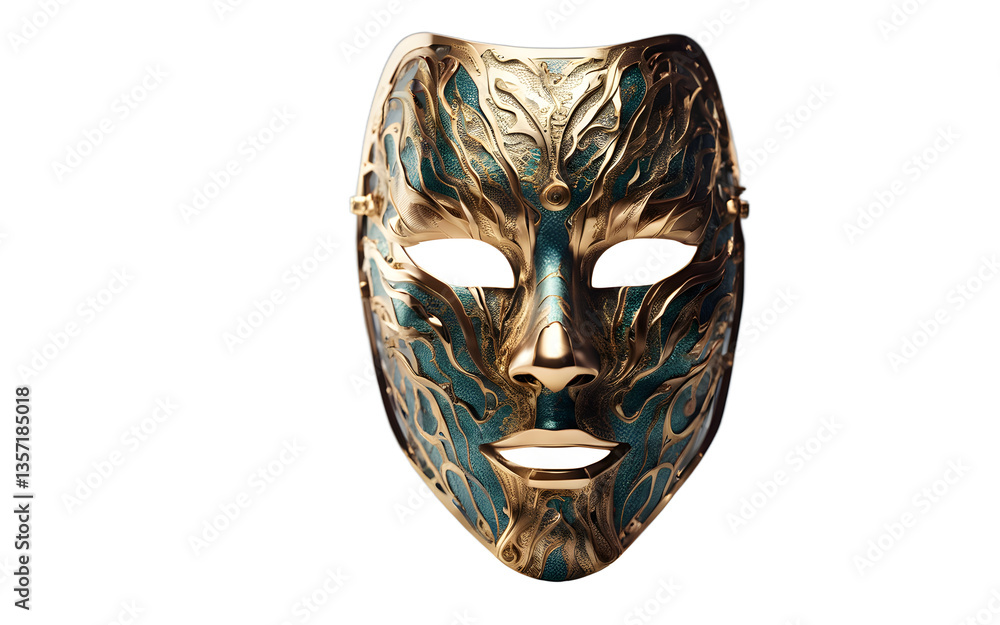 Poster Shape-shifting mask with a shifting surface, isolated on a empty plain background
