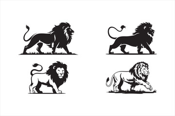 Lion Silhouette Powerful Wild Animal Illustration