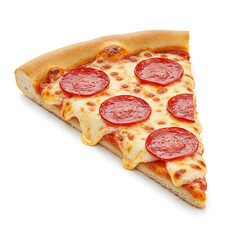 Pepperoni Pizza Slice on White Background