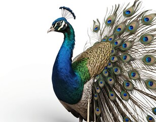 Fototapeta premium Majestic Peacock with Open Tail Feathers