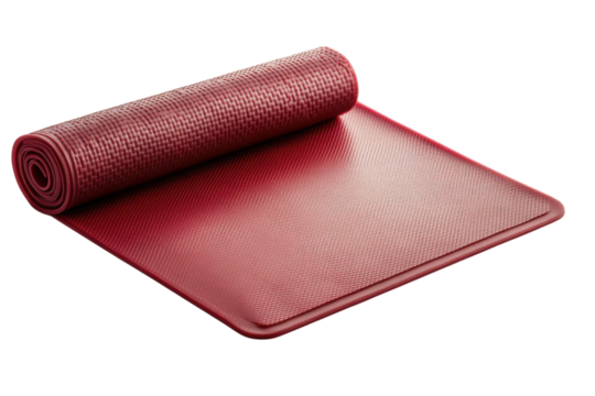 Unfurling peace a rich maroon yoga mat signals a fresh start to mindful practice studio lighting and black backdrop