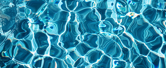 A vibrant blue water surface with captivating reflections and rippling textures.