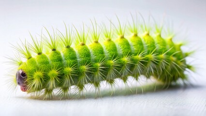 Fototapeta premium Giant Green Hairy Caterpillar Closeup - Minimalist Nature Photography