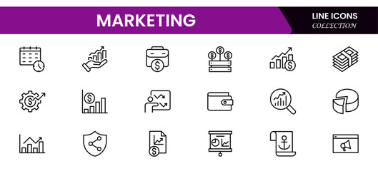 Sales marketing icon set. website, social media, seo, sales, and more, Filled vector symbol collection. glyph icons for web and UI. Vector illustration.