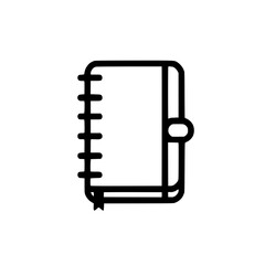 Simple notebook icon with a bookmark and clasp in a modern design