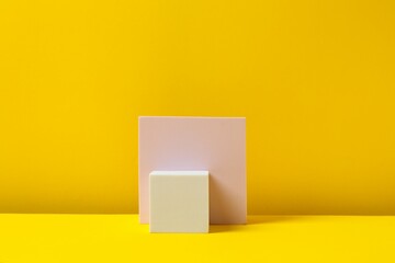 Podiums on a yellow background