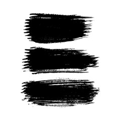 Set of black hand drawn brush strokes