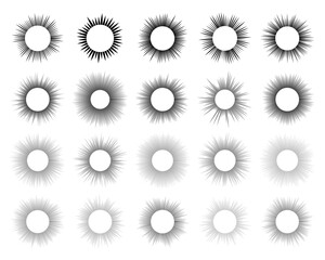 Set of sun symbols on white background