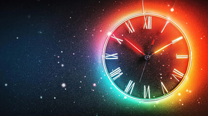 Colorful clock in space