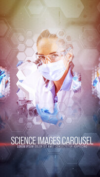 Science Images Carousel Slideshow Widget. Vertical Stories Opener for Social Media.