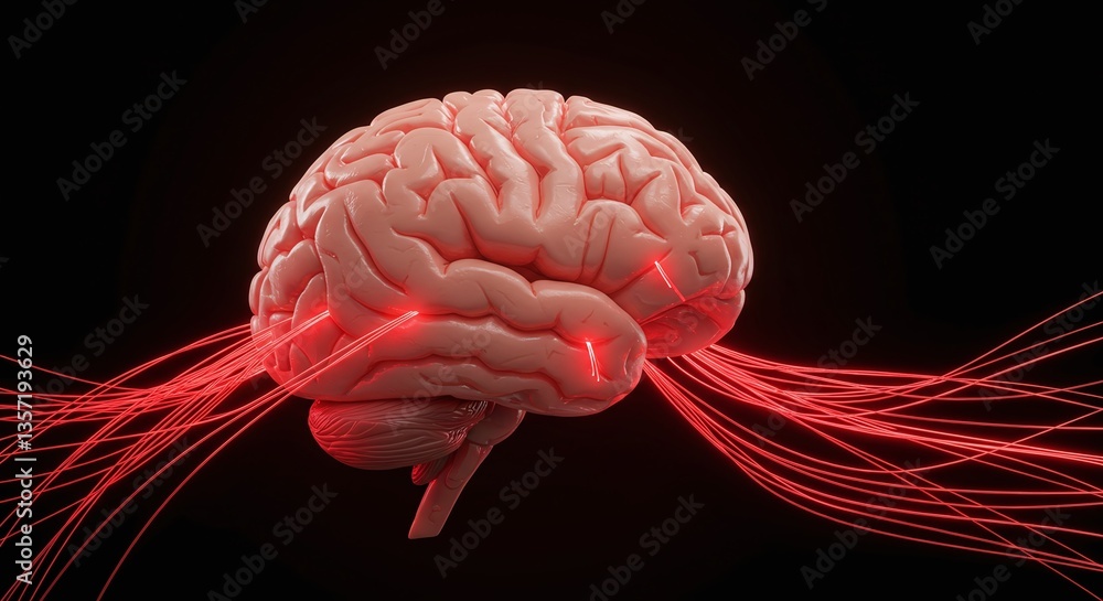 Poster the brain unveiled: a detailed rendering showcases the human brain, highlighting its intricate netwo