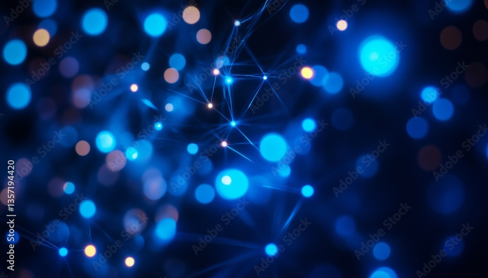 Aufkleber abstract network visualization interconnected blue spheres and network connections in digital space