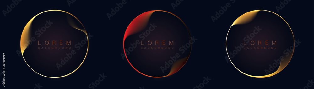 Leinwandbilder Abstract neon circles with smooth light transition effects on a dark background. Futuristic design. Vector graphics.