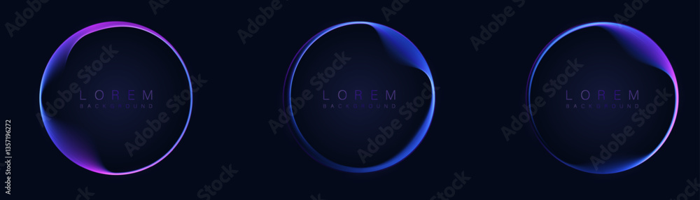 Leinwandbilder abstract neon circles with smooth light transition effects on a dark background. futuristic design. 